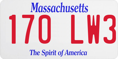 MA license plate 170LW3
