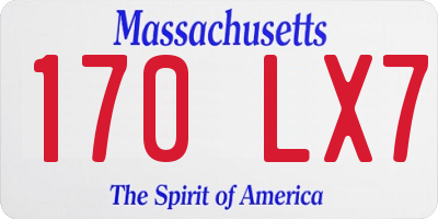 MA license plate 170LX7