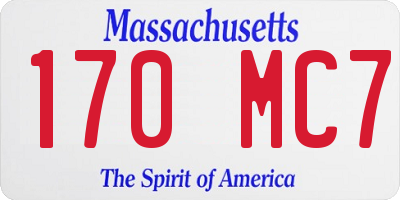 MA license plate 170MC7