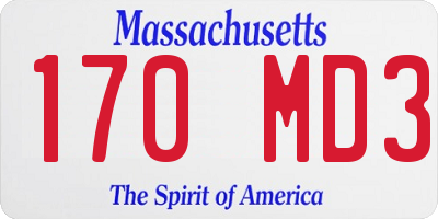 MA license plate 170MD3