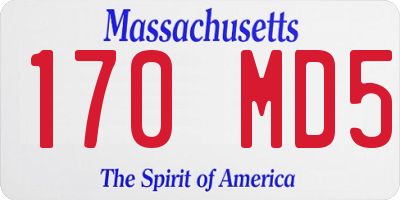 MA license plate 170MD5