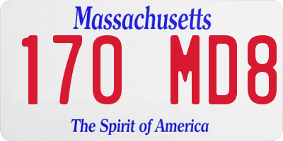 MA license plate 170MD8