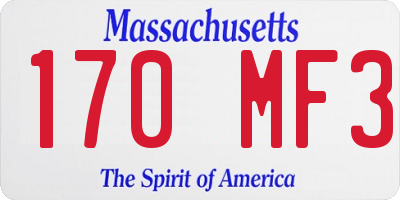 MA license plate 170MF3
