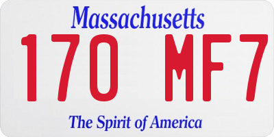 MA license plate 170MF7