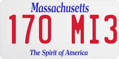 MA license plate 170MI3
