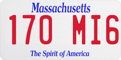 MA license plate 170MI6