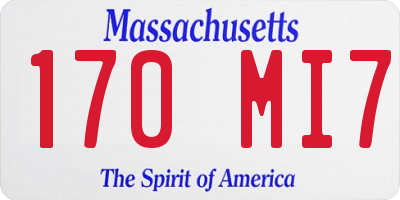 MA license plate 170MI7