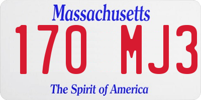 MA license plate 170MJ3