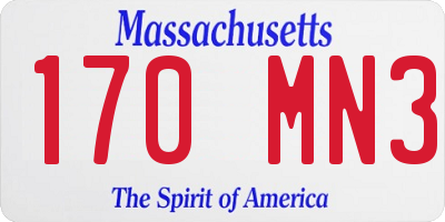MA license plate 170MN3