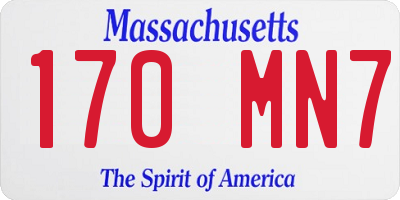 MA license plate 170MN7