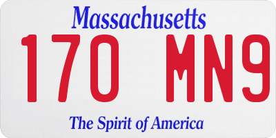 MA license plate 170MN9
