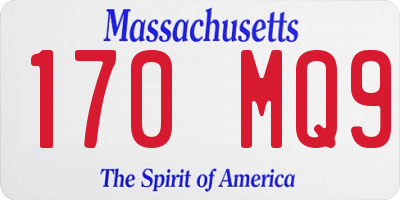 MA license plate 170MQ9