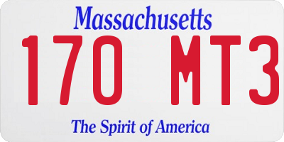 MA license plate 170MT3