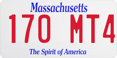 MA license plate 170MT4