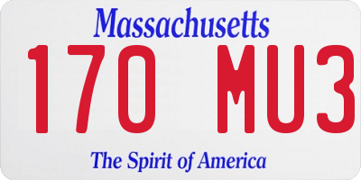 MA license plate 170MU3