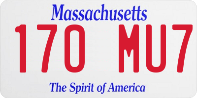 MA license plate 170MU7