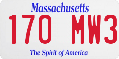 MA license plate 170MW3