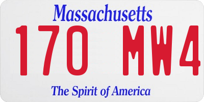 MA license plate 170MW4