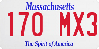 MA license plate 170MX3
