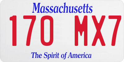 MA license plate 170MX7