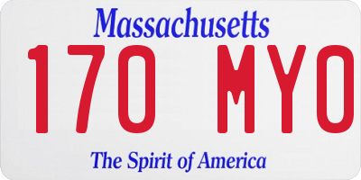 MA license plate 170MY0