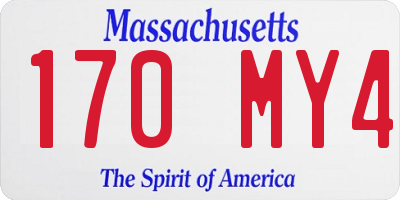 MA license plate 170MY4