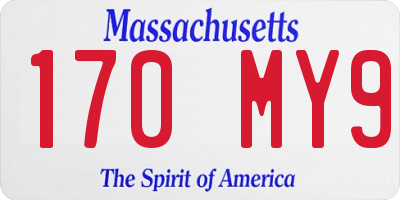 MA license plate 170MY9