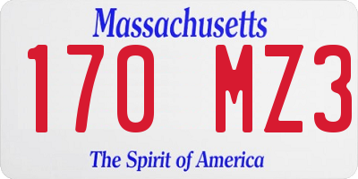 MA license plate 170MZ3