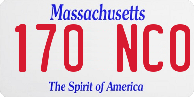 MA license plate 170NC0