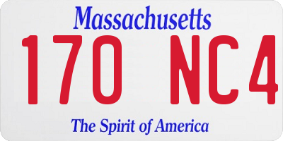 MA license plate 170NC4