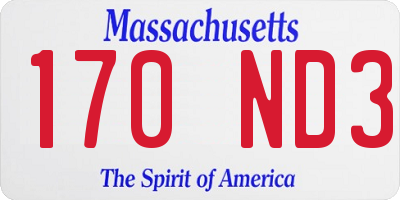 MA license plate 170ND3