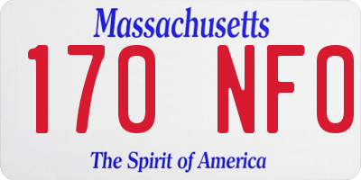 MA license plate 170NF0