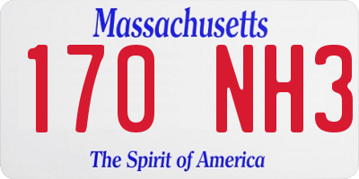 MA license plate 170NH3