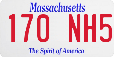 MA license plate 170NH5