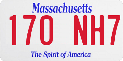 MA license plate 170NH7