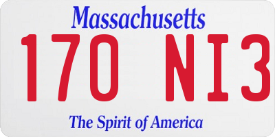 MA license plate 170NI3