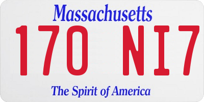 MA license plate 170NI7