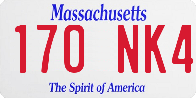 MA license plate 170NK4