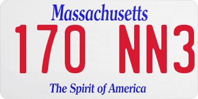 MA license plate 170NN3