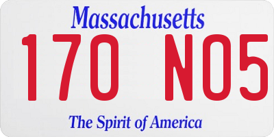 MA license plate 170NO5