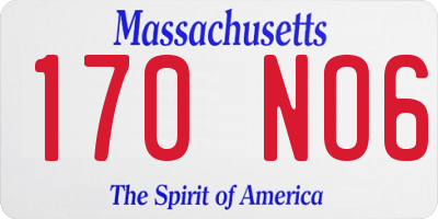 MA license plate 170NO6