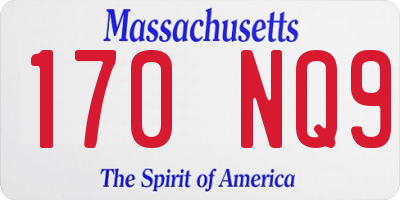 MA license plate 170NQ9