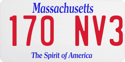 MA license plate 170NV3
