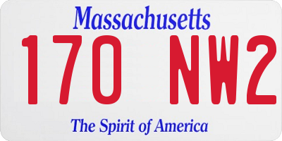 MA license plate 170NW2