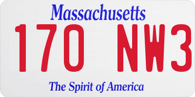 MA license plate 170NW3