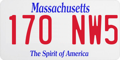 MA license plate 170NW5