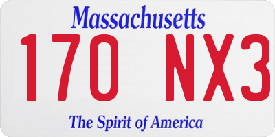MA license plate 170NX3