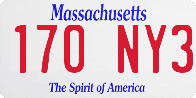 MA license plate 170NY3