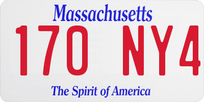MA license plate 170NY4