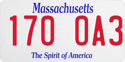 MA license plate 170OA3